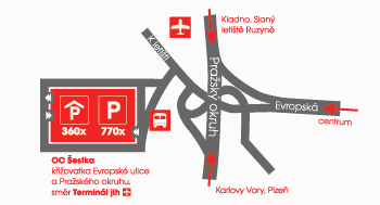 mapa nákupní centrum Šestka